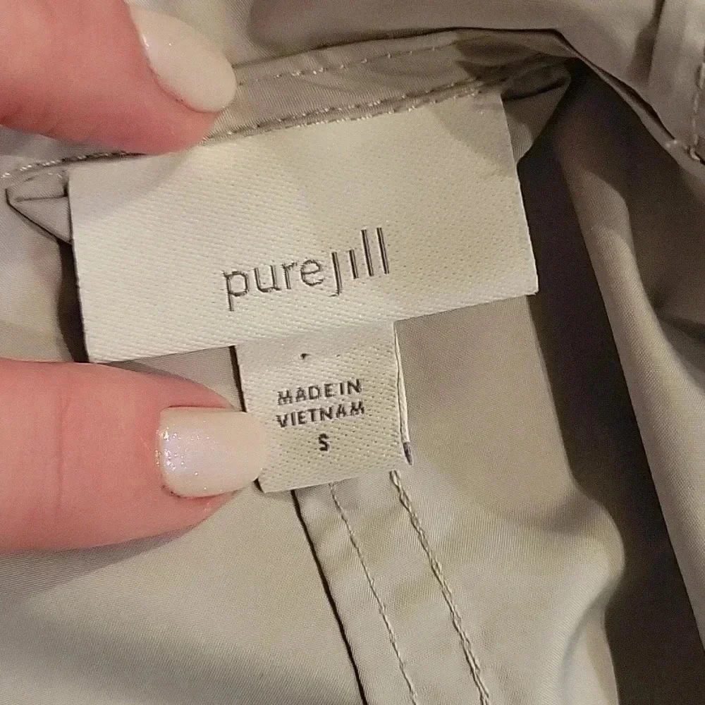 Pure Jill by J. Jill Zip Up Womens Light Jacket With Hood and Pockets Small Gray - Picture 12 of 14